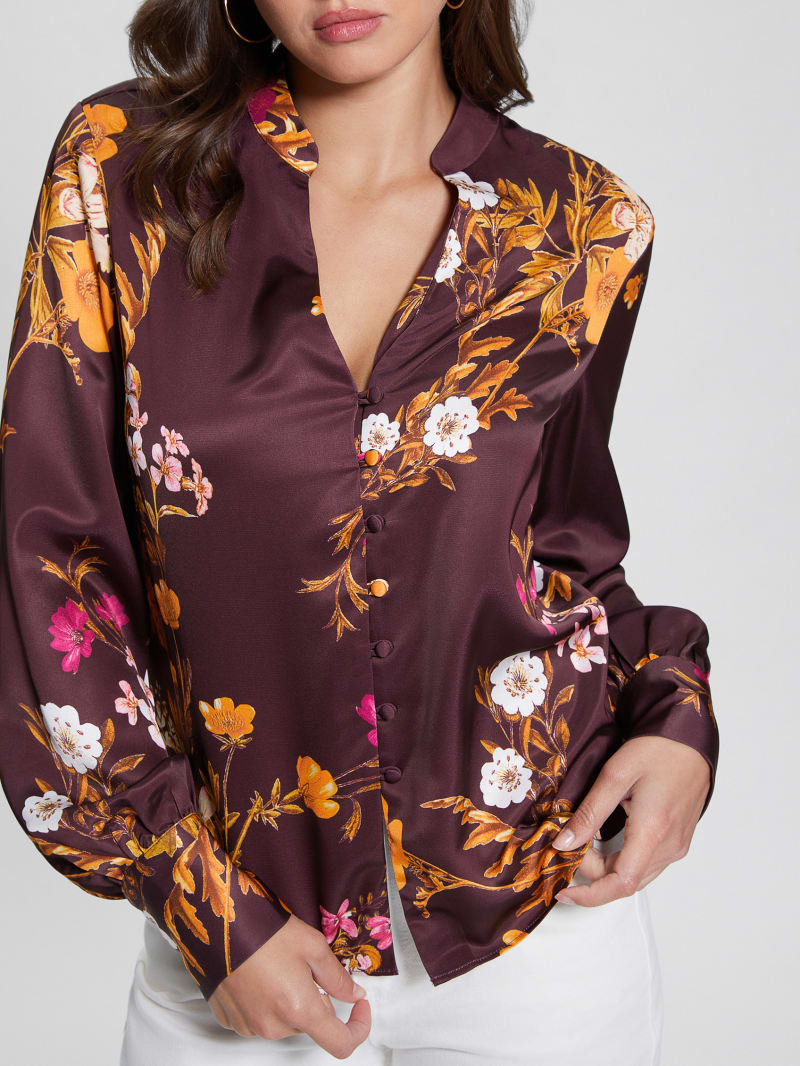 Guess Eco Rita Satin Shirt - Bountiful Print Guess Eco Rita Satin Shirt - Bountiful Print