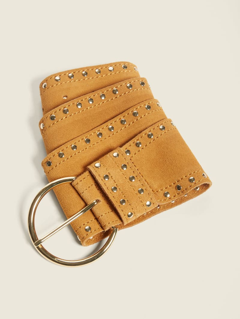 Guess Studded Suede Leather Belt - Brown/Blue Guess Studded Suede Leather Belt - Brown/Blue