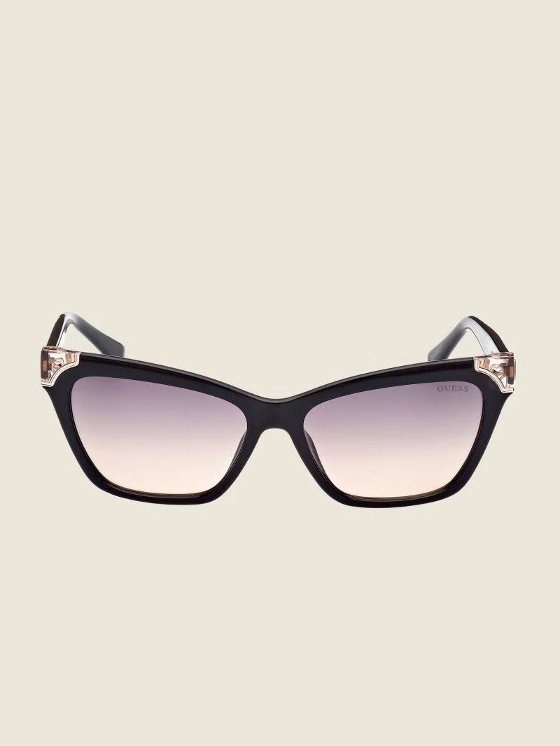 Guess Tortoise Plastic Square Sunglasses - Silver Guess Tortoise Plastic Square Sunglasses - Silver