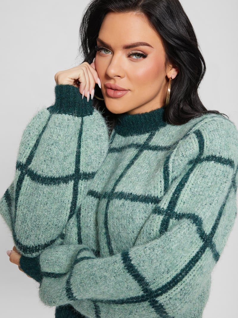 Guess Nadia Plaid Sweater - Green Check Guess Nadia Plaid Sweater - Green Check