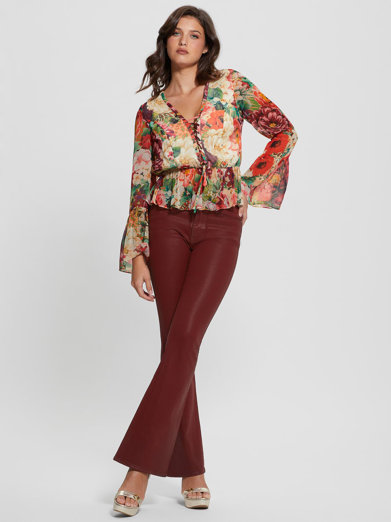 Guess Eco Demi Lace-Up Top - Peony Animal Print Guess Eco Demi Lace-Up Top - Peony Animal Print