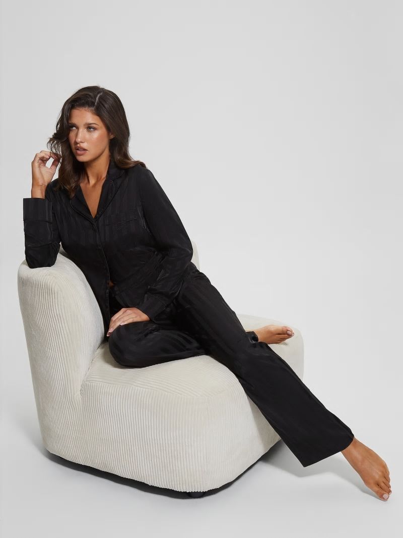 Guess Eco Susan Long Pajama Set - Black Guess Eco Susan Long Pajama Set - Black