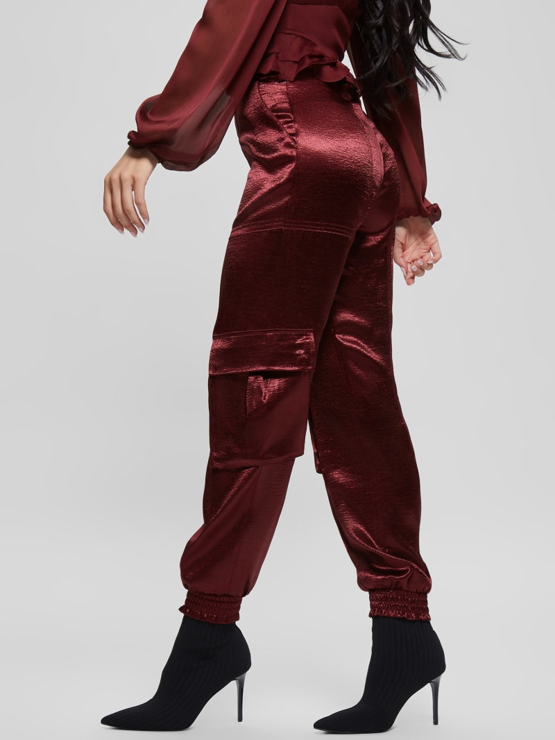 Guess Eco Soundwave Satin Cargo Pants - Mystic Wine Guess Eco Soundwave Satin Cargo Pants - Mystic Wine