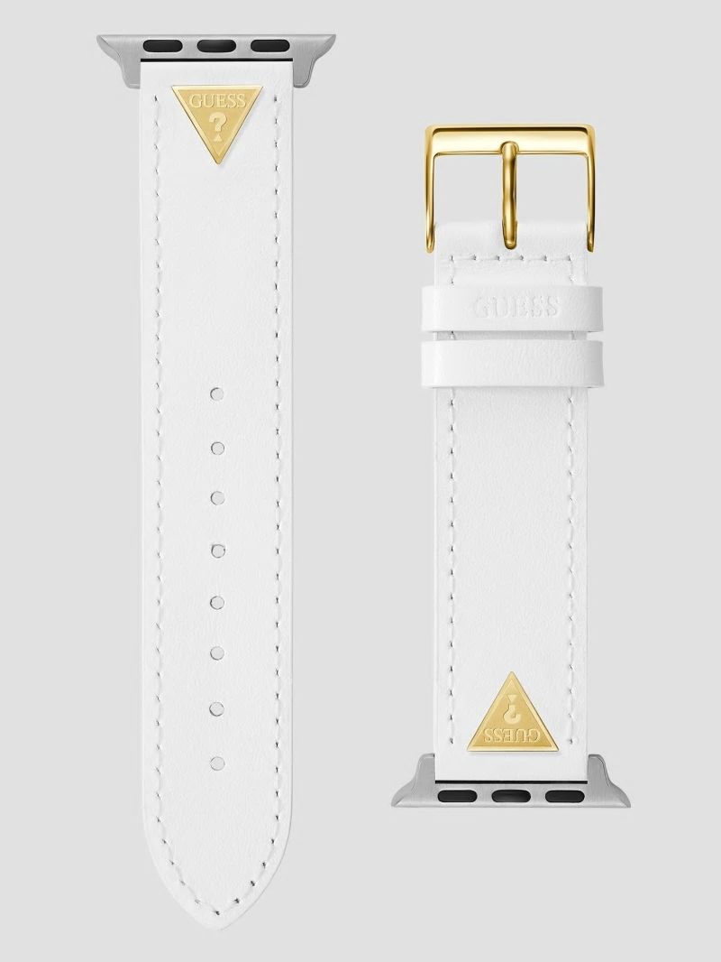 Guess Gold-Tone Emblem and White Leather 38-41 mm Band for Apple Watch® - White Guess Gold-Tone Emblem and White Leather 38-41 mm Band for Apple Watch® - White