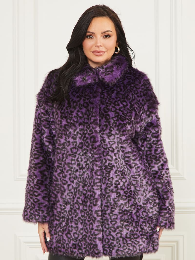 Guess Larissa Faux-Fur Coat - Satellite Purple & Black Guess Larissa Faux-Fur Coat - Satellite Purple & Black