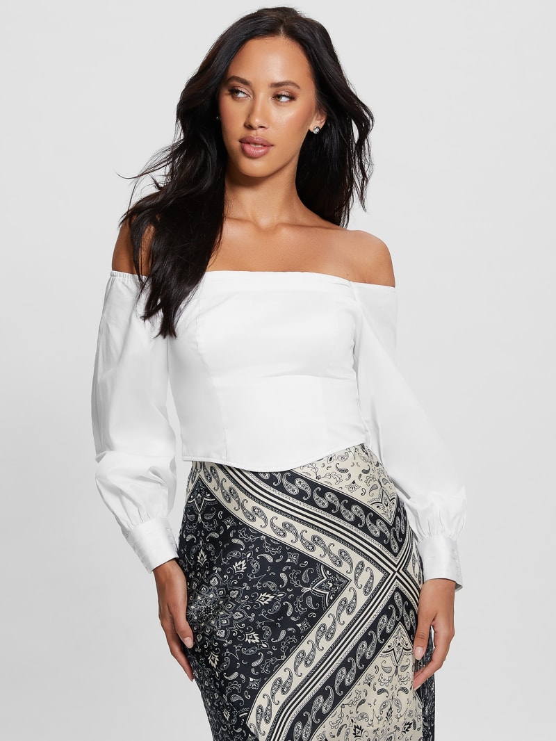 Guess Kristin Off-the-Shoulder Corset Top - Pure White Guess Kristin Off-the-Shoulder Corset Top - Pure White