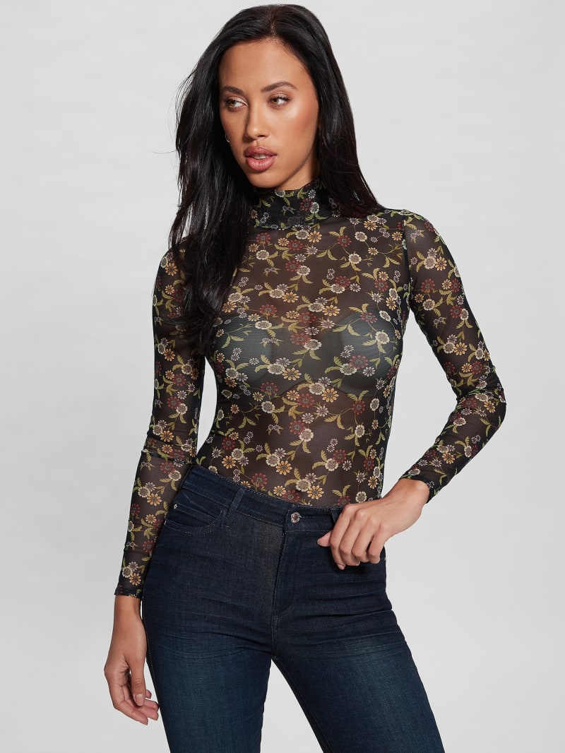 Guess Eco Kamaria Printed Top - Night Blooms Print Guess Eco Kamaria Printed Top - Night Blooms Print
