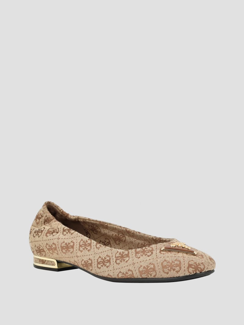 Guess Triangle Brown Logo Ballet Flats - Medium Brown Guess Triangle Brown Logo Ballet Flats - Medium Brown