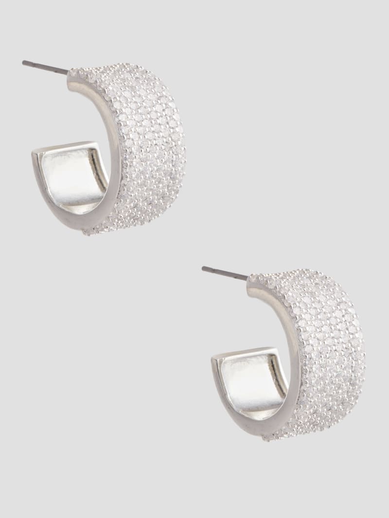 Guess Silver-Tone CZ Hoop Earrings - Silver Guess Silver-Tone CZ Hoop Earrings - Silver