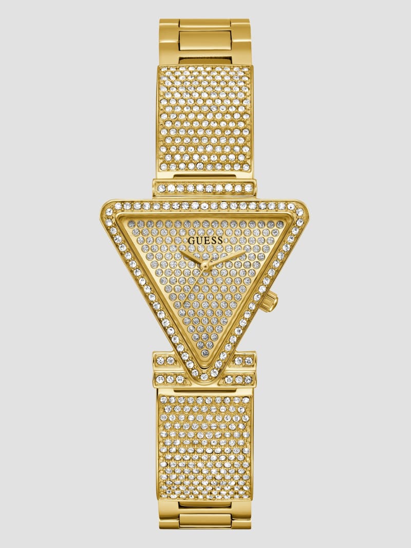 Guess Gold-Tone Crystal Triangle Analog Watch - Gold Guess Gold-Tone Crystal Triangle Analog Watch - Gold