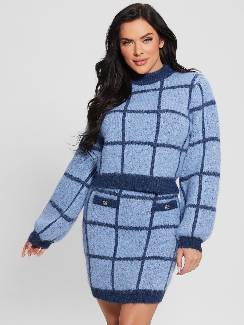 Guess Nadia Plaid Sweater - Blue Check Guess Nadia Plaid Sweater - Blue Check