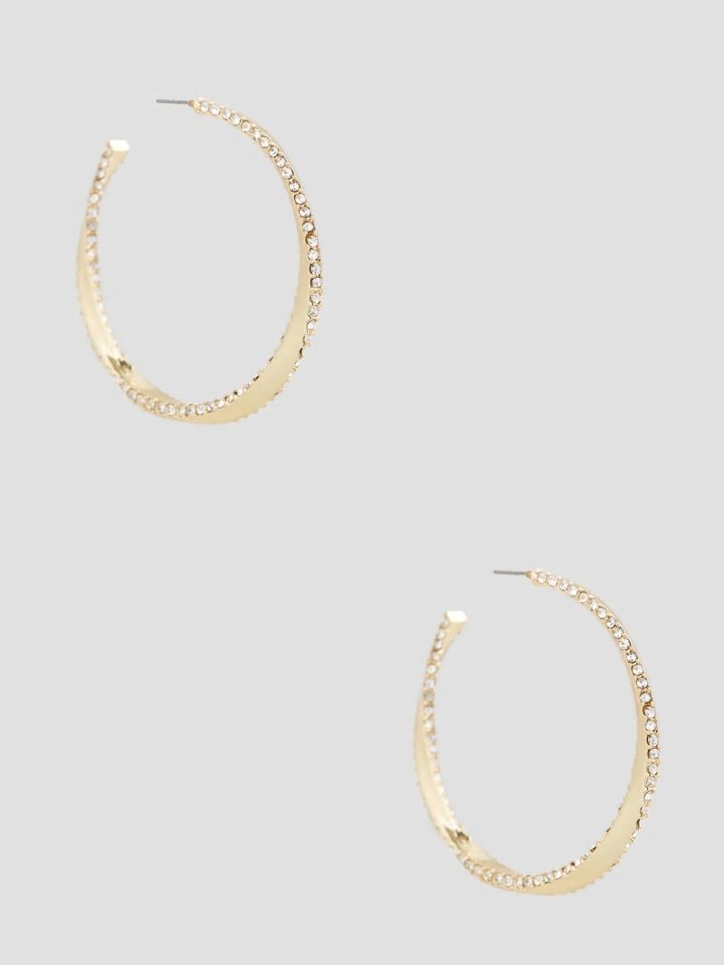 Guess Gold-Plated Rhinestone Twisted Hoop Earrings - Gold Guess Gold-Plated Rhinestone Twisted Hoop Earrings - Gold