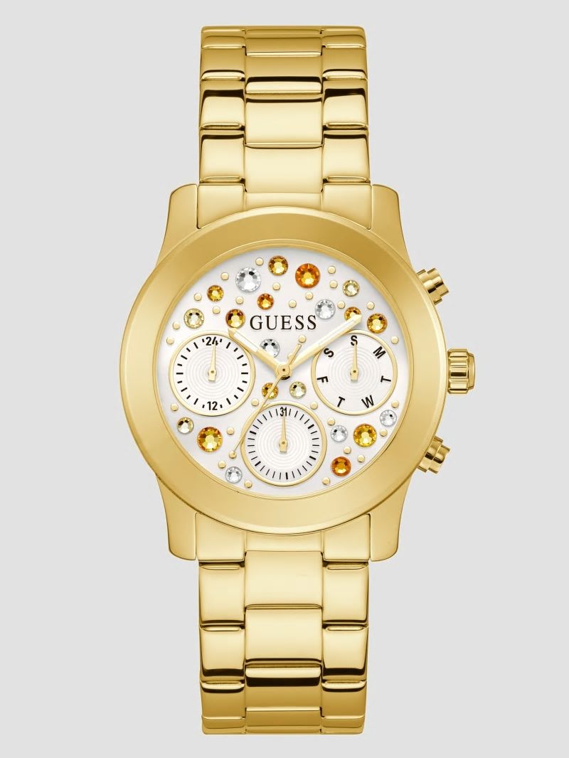 Guess Gold-Tone Crystal Multifunction Watch - Gold Guess Gold-Tone Crystal Multifunction Watch - Gold