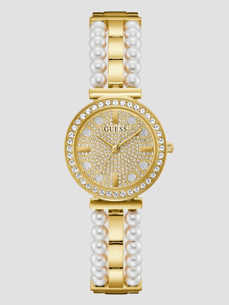 Guess Gold-Tone Diamond and Pearl Analog Watch - Gold Guess Gold-Tone Diamond and Pearl Analog Watch - Gold