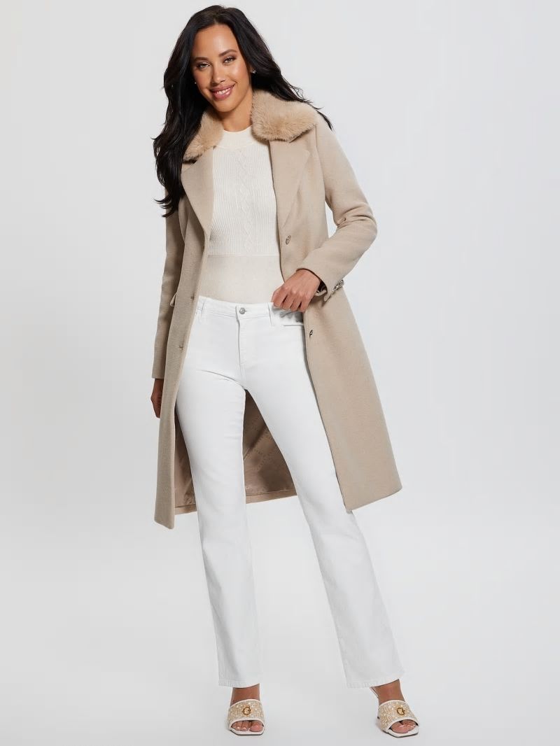Guess Eco Laurence Faux-Fur Midi Coat - Cemento Guess Eco Laurence Faux-Fur Midi Coat - Cemento