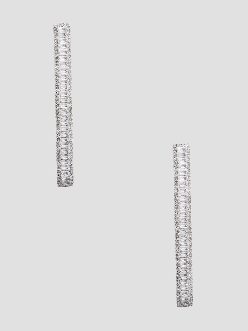 Guess Silver-Tone Linear Baguette Earrings - Silver Guess Silver-Tone Linear Baguette Earrings - Silver