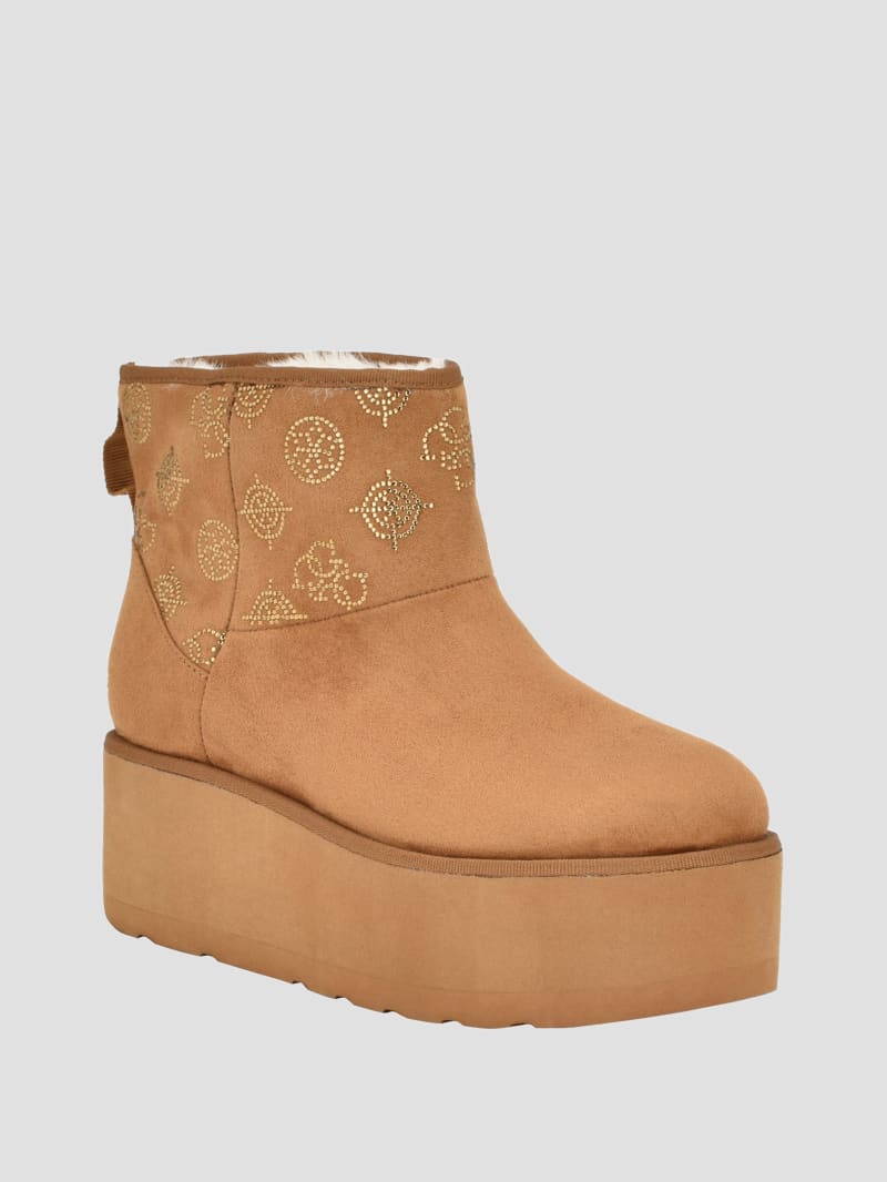 Guess Jilla Platform Faux-Suede Booties - Light Natural Guess Jilla Platform Faux-Suede Booties - Light Natural