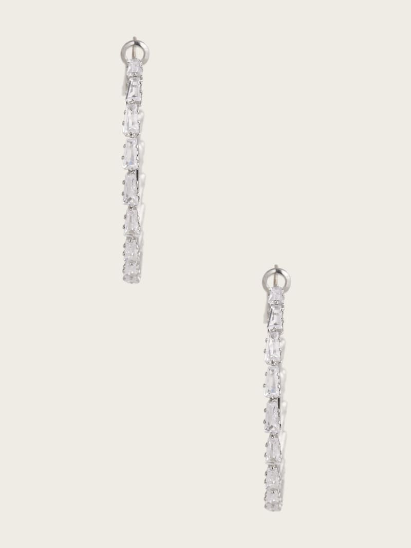 Guess Rhodium Plated Large Crystal Hoop Earring - Silver/Gold Guess Rhodium Plated Large Crystal Hoop Earring - Silver/Gold