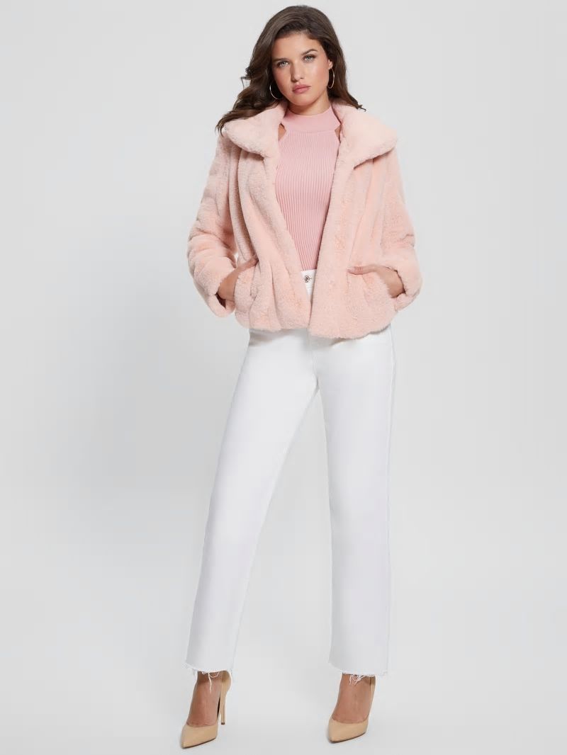 Guess Sophy Faux-Fur Jacket - Dolly Pink Guess Sophy Faux-Fur Jacket - Dolly Pink