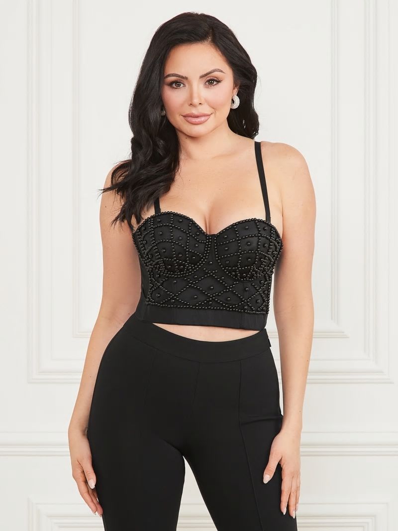 Guess Lea Bustier Top - Jet Black Multi Guess Lea Bustier Top - Jet Black Multi