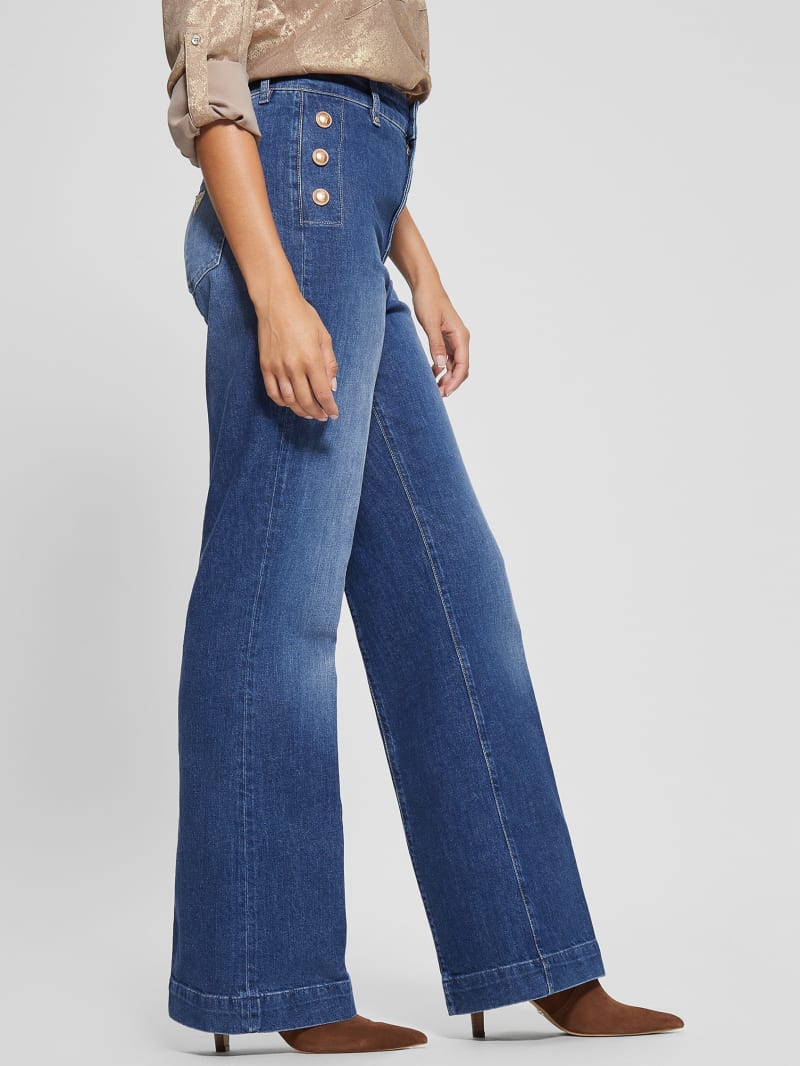 Guess Eco Faye Sailor Flared Jeans - Enlinghtment Dark Guess Eco Faye Sailor Flared Jeans - Enlinghtment Dark