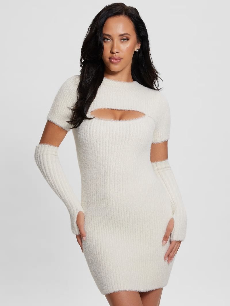 Guess Meteor Detached Sleeve Knit Dress - Dove White Guess Meteor Detached Sleeve Knit Dress - Dove White