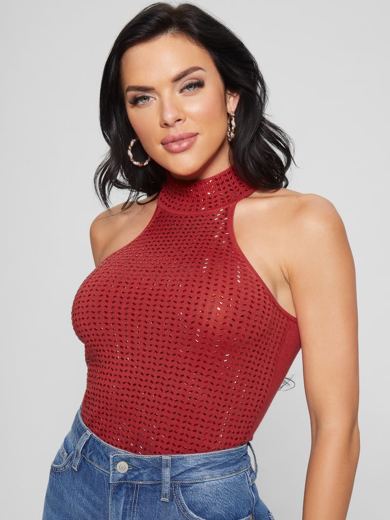 Guess Eco Celeste Mirror Sweater Top - Chili Red Guess Eco Celeste Mirror Sweater Top - Chili Red