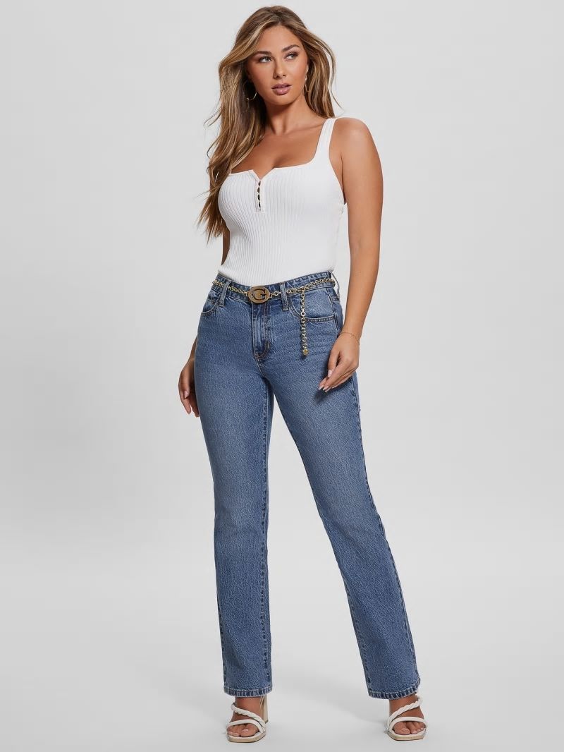 Guess Chain G-Belt Sexy Straight Jeans - Lunar Blue Wash Guess Chain G-Belt Sexy Straight Jeans - Lunar Blue Wash