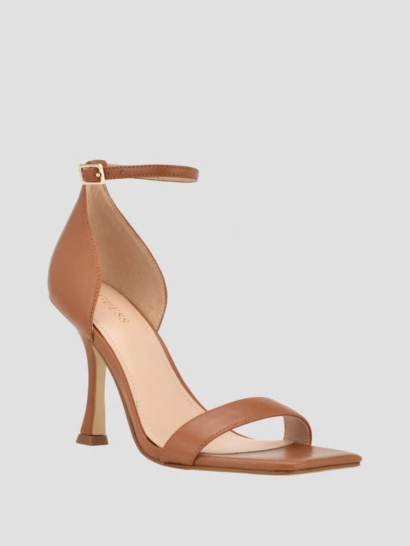 Guess Yael Leather Heels - Medium Brown Guess Yael Leather Heels - Medium Brown
