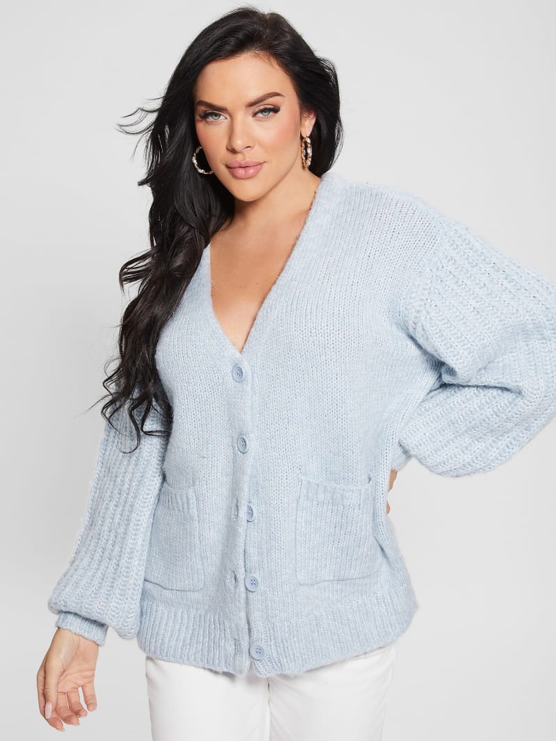 Guess Eco Hiro Knit Cardigan Sweater - Higher Cloud Multi Guess Eco Hiro Knit Cardigan Sweater - Higher Cloud Multi