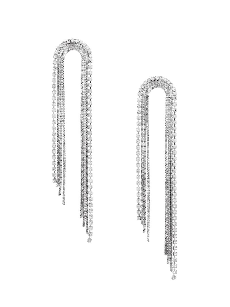 Guess Silver-Tone Rhinestone Arch Fringe Earrings - Silver Guess Silver-Tone Rhinestone Arch Fringe Earrings - Silver