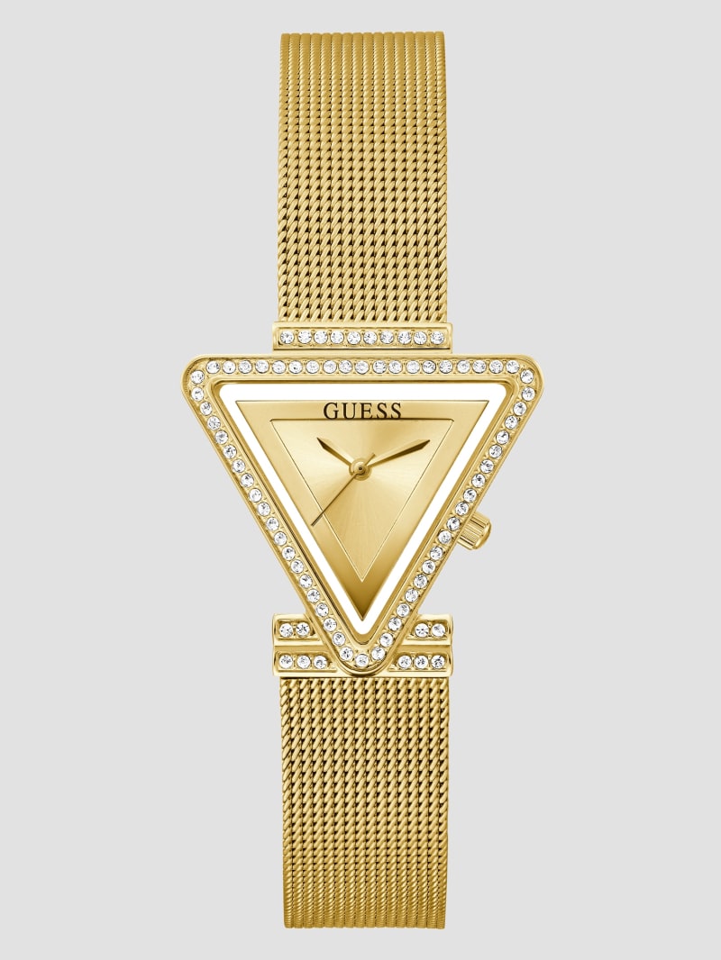 Guess Gold-Tone Triangle Mesh Analog Watch - Gold Guess Gold-Tone Triangle Mesh Analog Watch - Gold