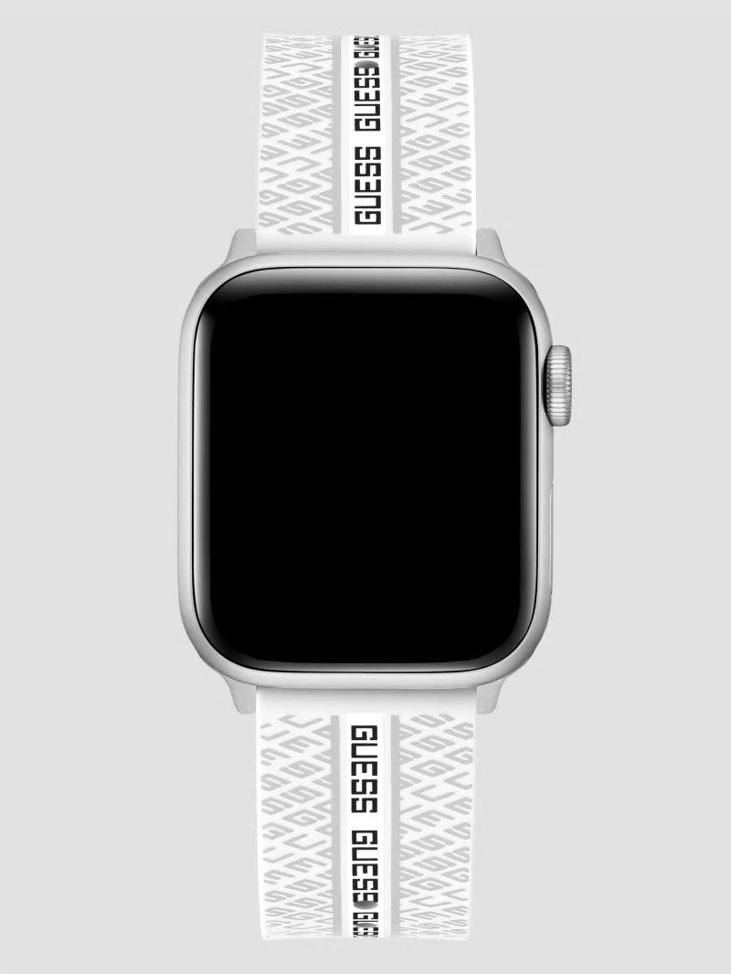 Guess Signature White Silicone 38-40 mm Band for Apple Watch® - White Multi Guess Signature White Silicone 38-40 mm Band for Apple Watch® - White Multi