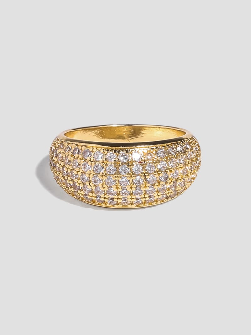Guess 14K Gold-Plated Rhinestone Dome Ring - Gold Guess 14K Gold-Plated Rhinestone Dome Ring - Gold